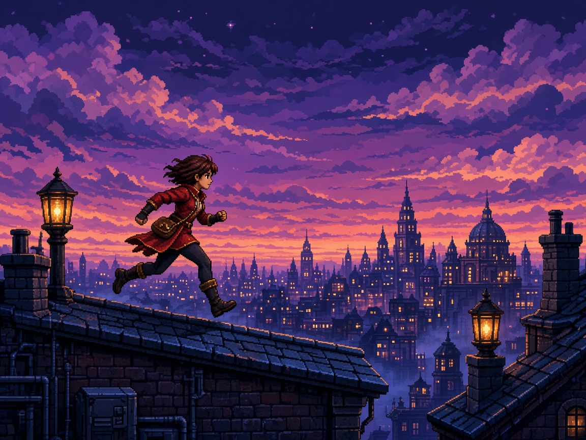 16-bit rooftop action screen